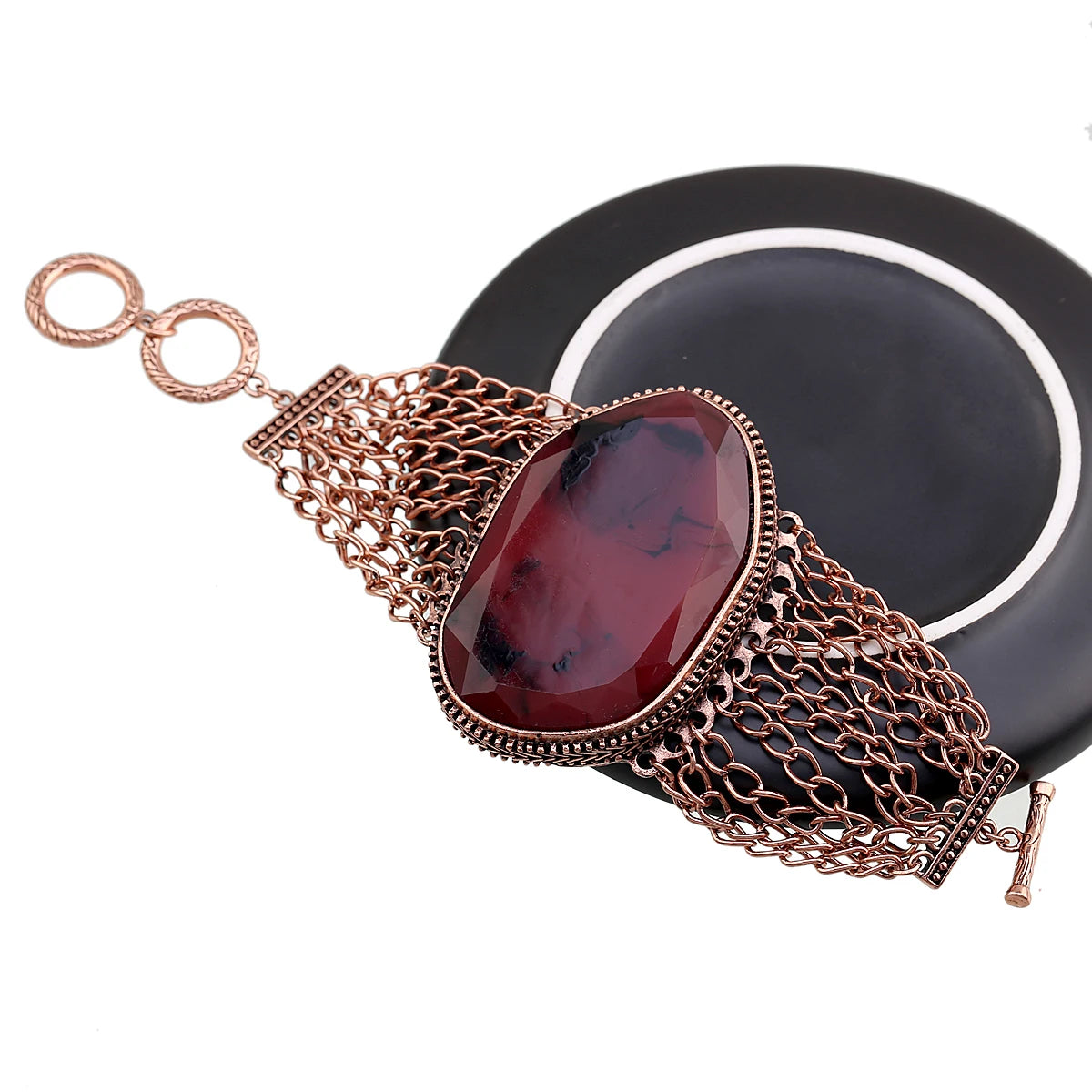 Vintage Copper Bracelet with Resin Stone