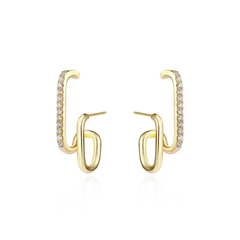 Shiny Zircon Fake Hoop Earrings for Women