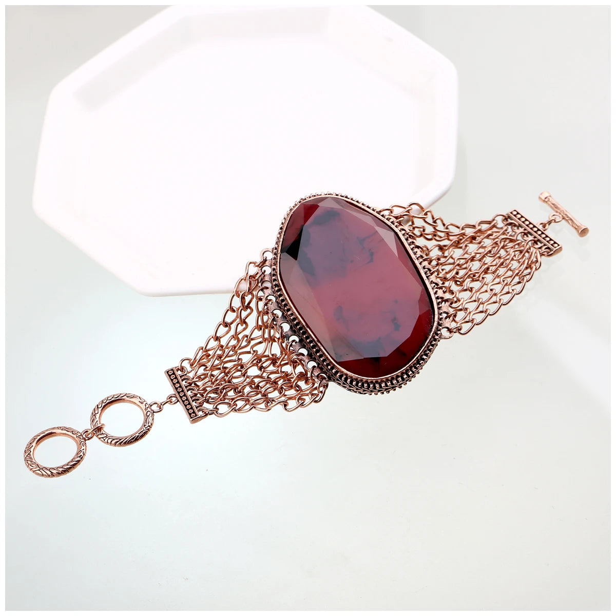 Vintage Copper Bracelet with Resin Stone