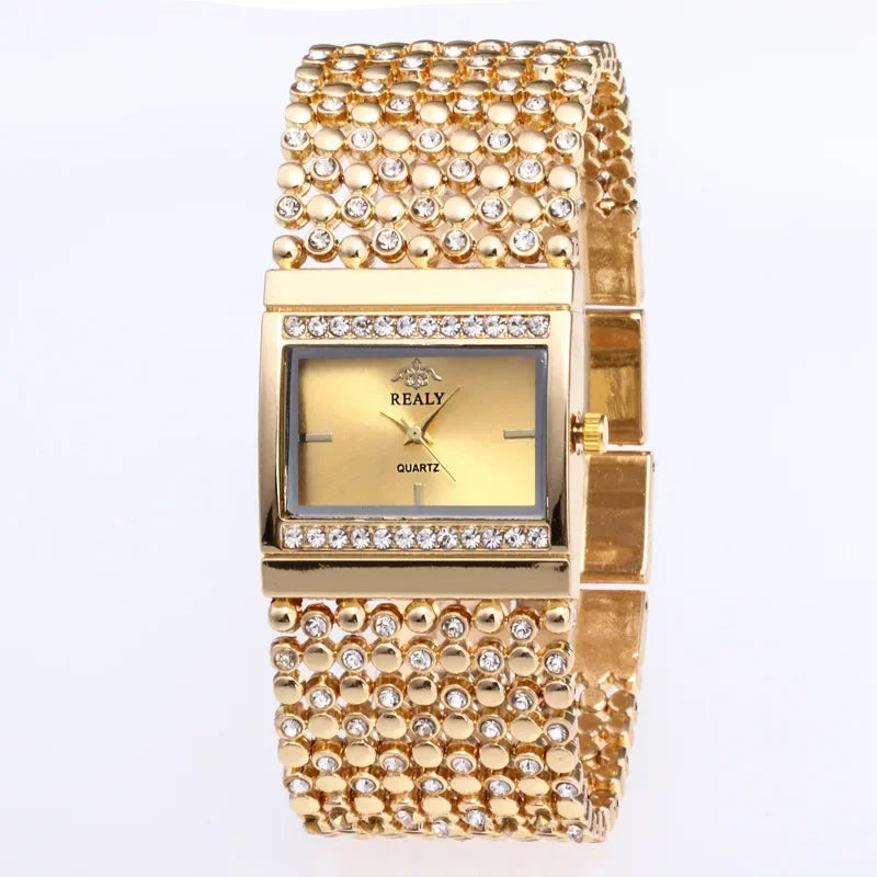 Elegant Women's Rhinestone Watch with Crystal Bracelet