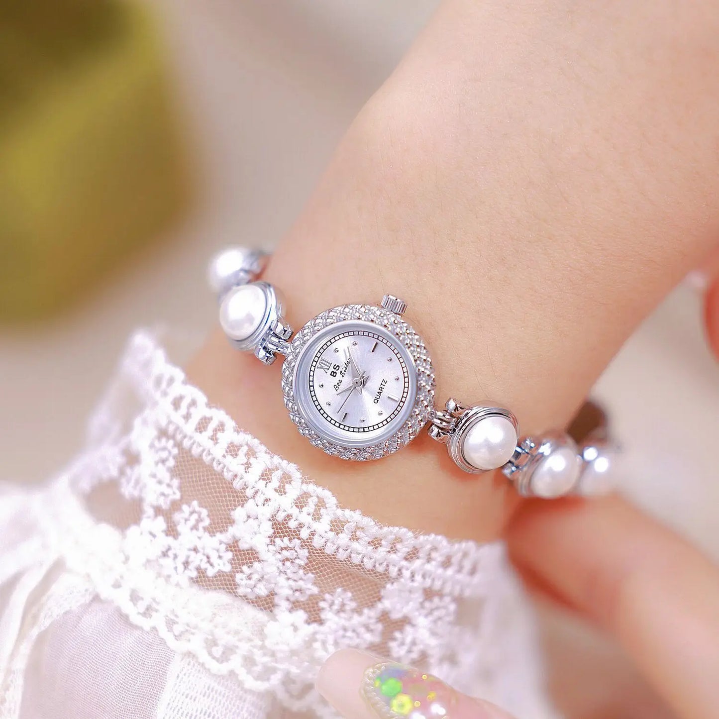 Luxury Pearl Bracelet Watch - Women's Waterproof Quartz