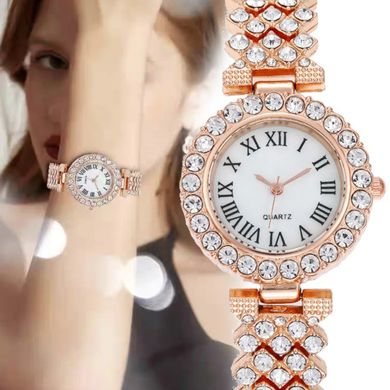 Elegant Rose Gold Watch & Bracelet Set - Luxury Women's Gift