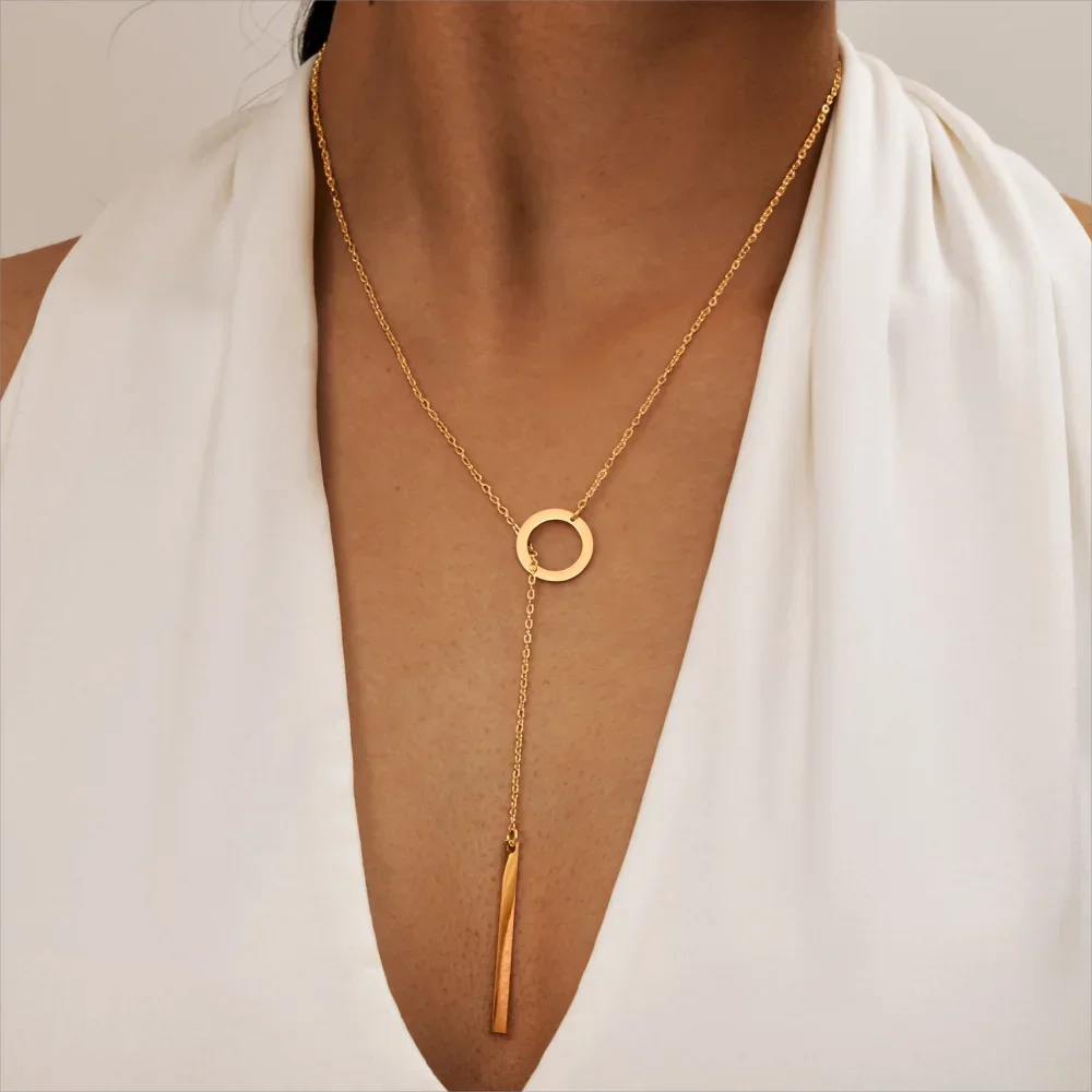 Minimalist Lariat Necklace – Stainless Steel Chain for Women