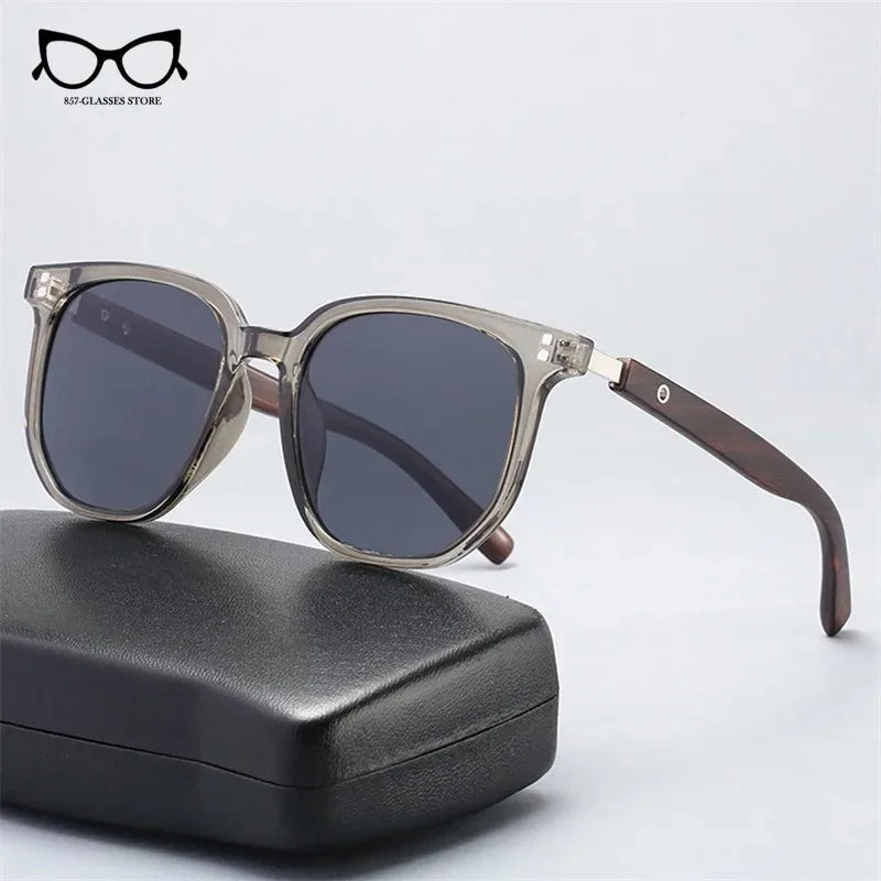 Vintage Wood Grain Sunglasses - Classic Small Square Frame