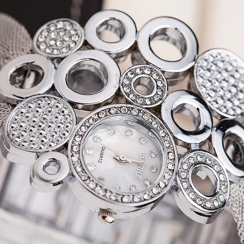 Luxury Rhinestone Mesh Watch - Women’s Quartz