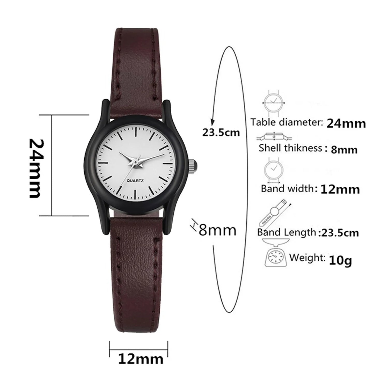 Retro Leather Quartz Watch for Women