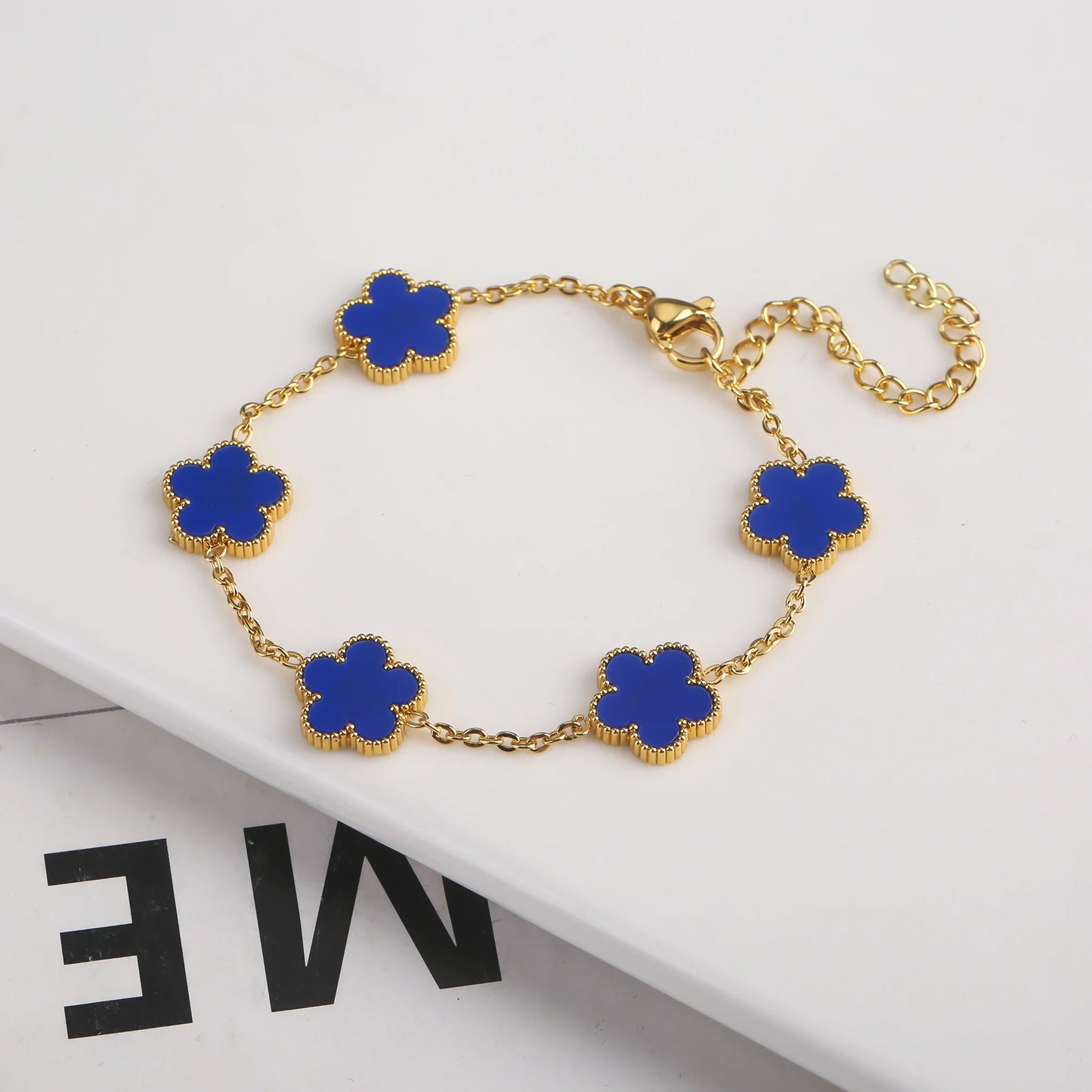 Gold Plated Clover Flower Bracelet for Women