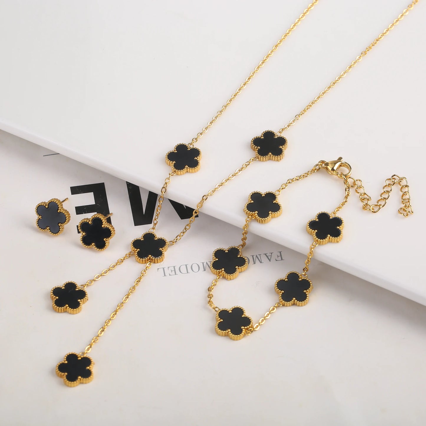 Gold Plated Clover Flower Bracelet for Women