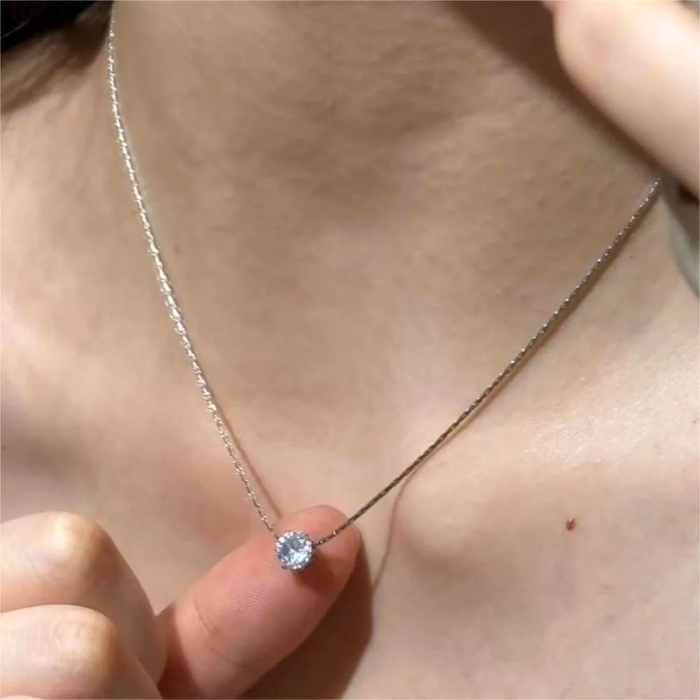 Gold Plated Minimalist Zircon Necklace, Anti-Tarnish Jewelry