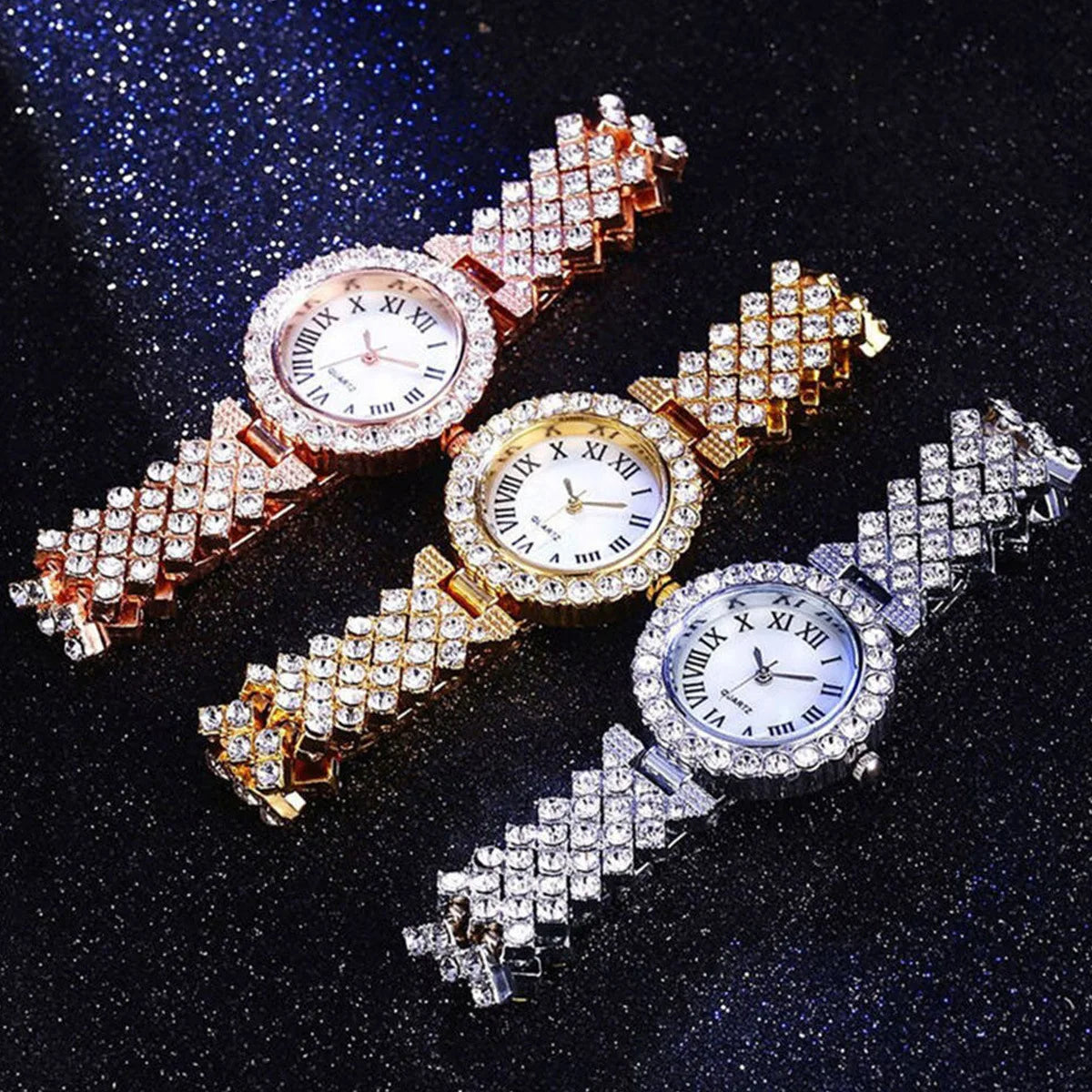 Elegant Rose Gold Watch & Bracelet Set - Luxury Women's Gift