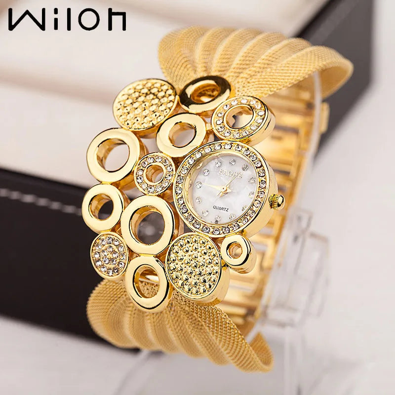 Luxury Rhinestone Mesh Watch - Women’s Quartz