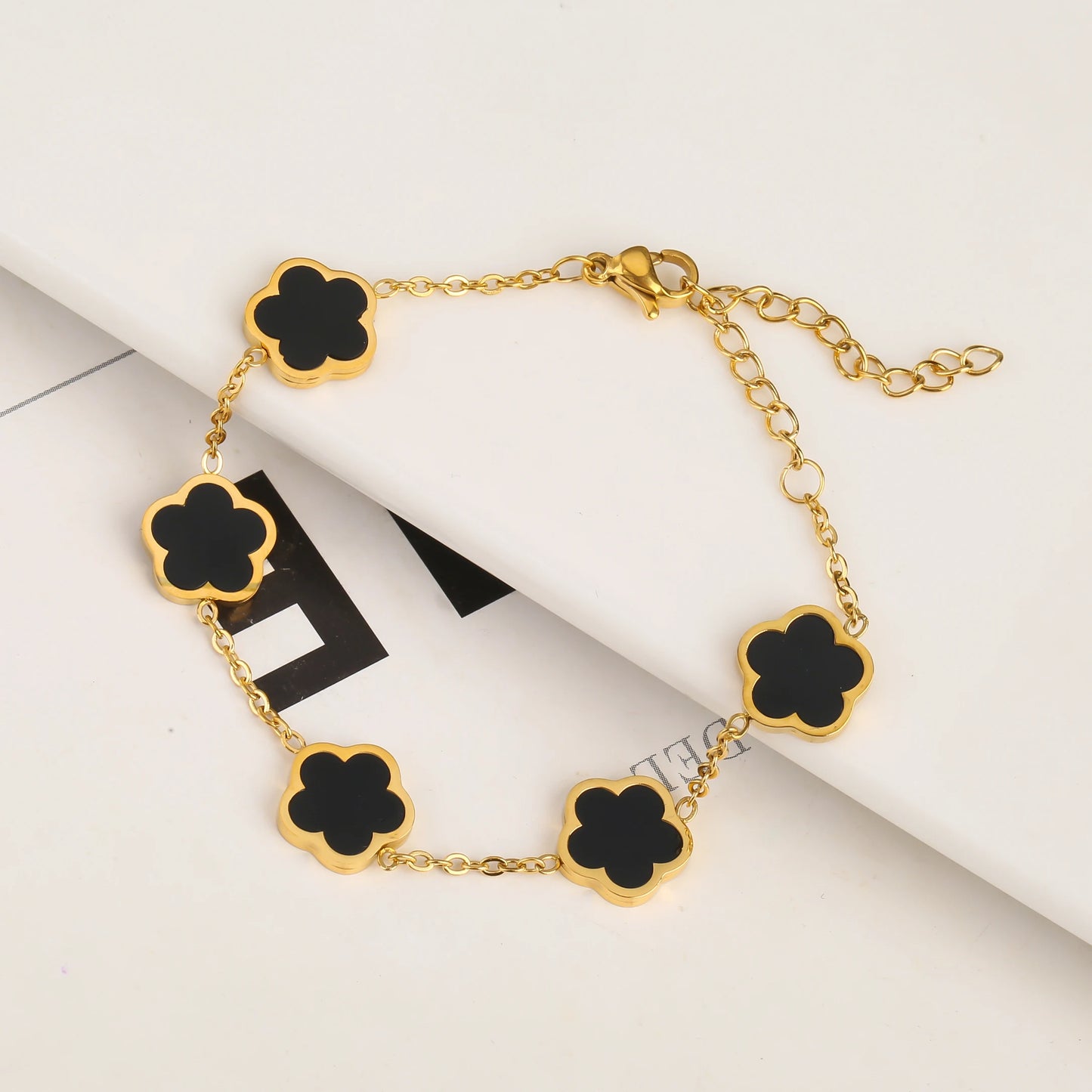 Gold Plated Clover Flower Bracelet for Women