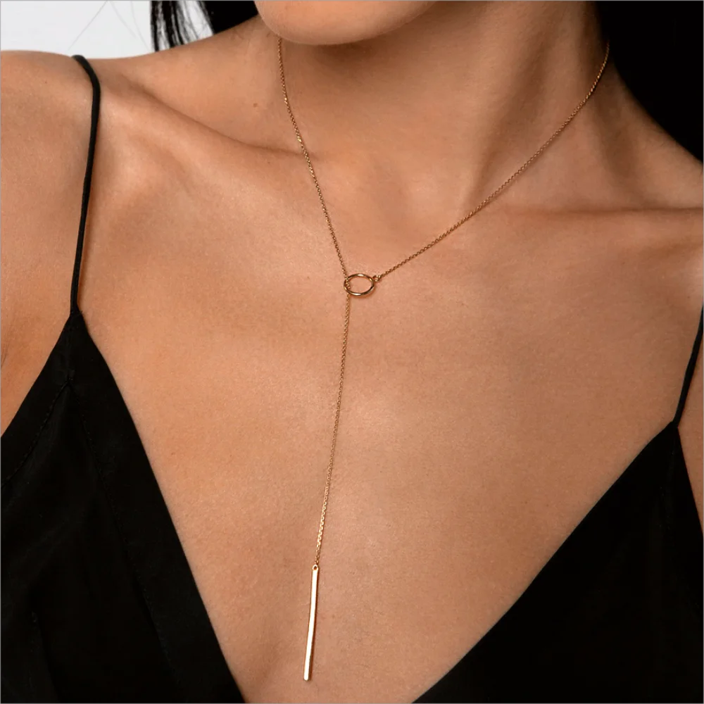 Minimalist Lariat Necklace – Stainless Steel Chain for Women