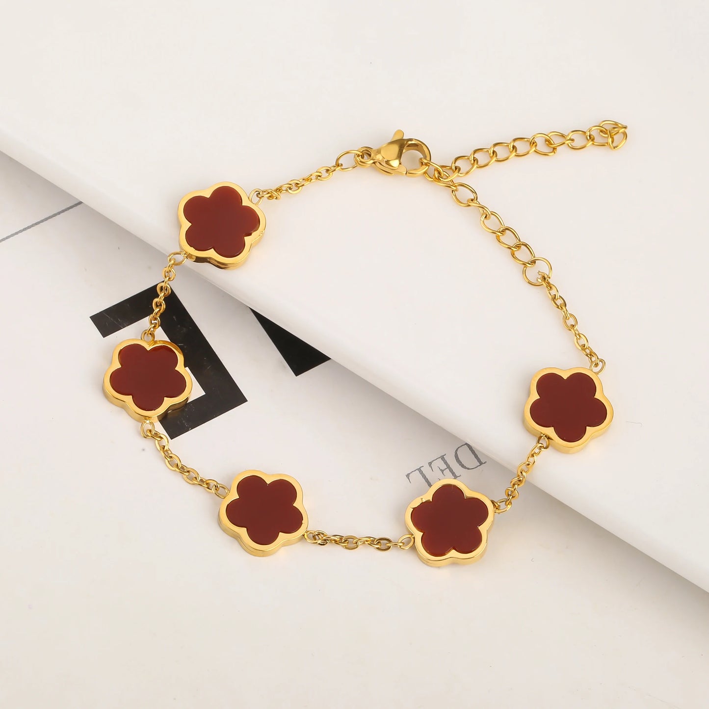 Gold Plated Clover Flower Bracelet for Women