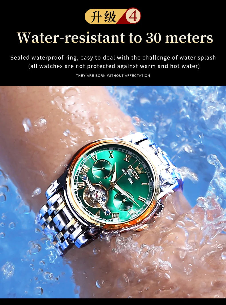 Automatic Mechanical Men Watches Stainless Steel Waterproof