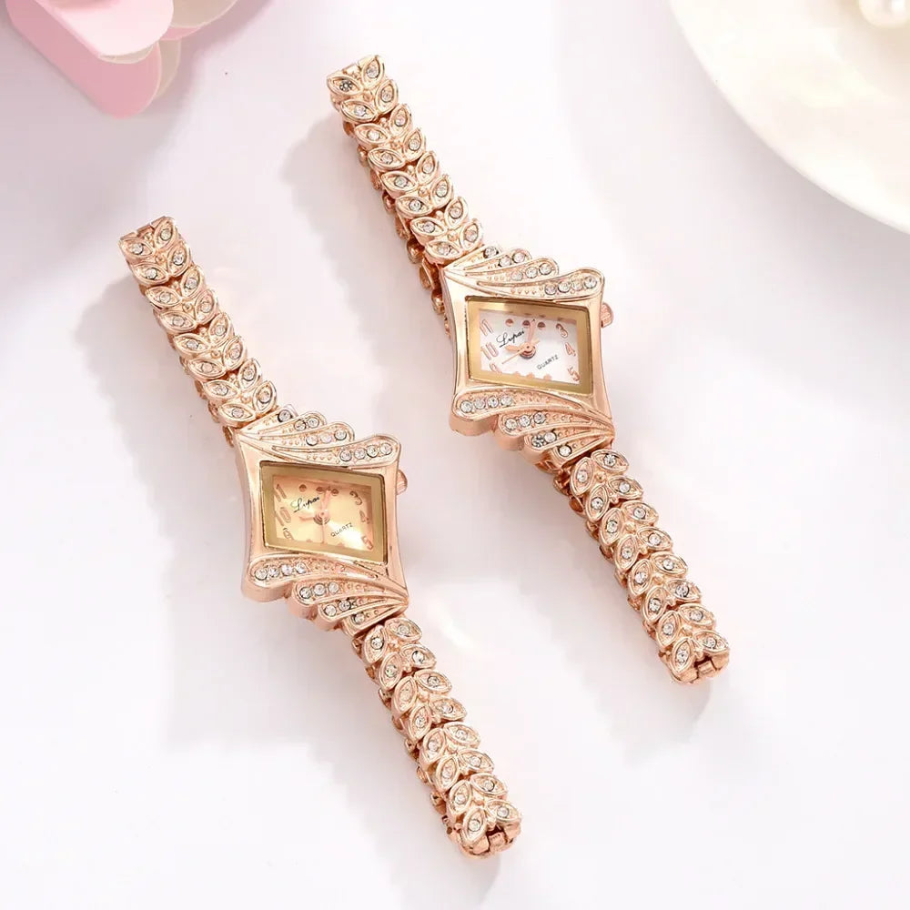 Luxury Women's Crystal Gold Bracelet Watch