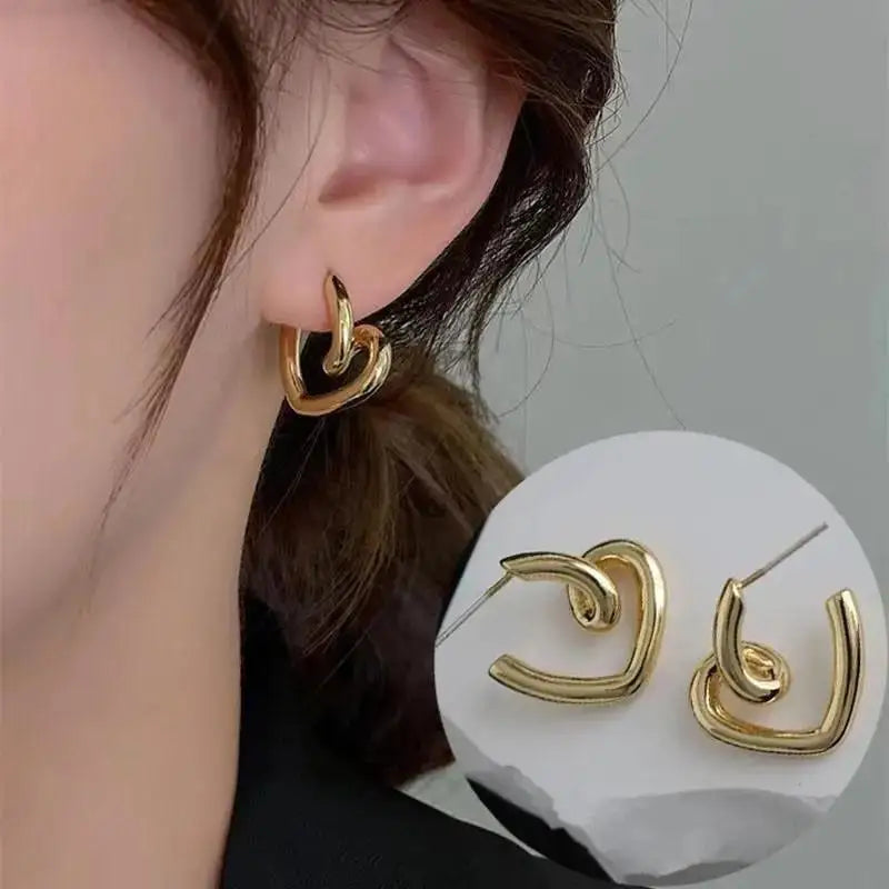 Vintage Gold and Silver Oval Hoop Earrings for Women