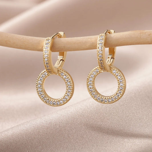 Blue Zircon Evil Eye Gold Hoop Earrings for Women