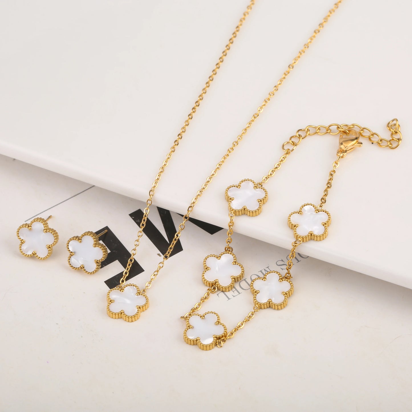 Gold Plated Clover Flower Bracelet for Women